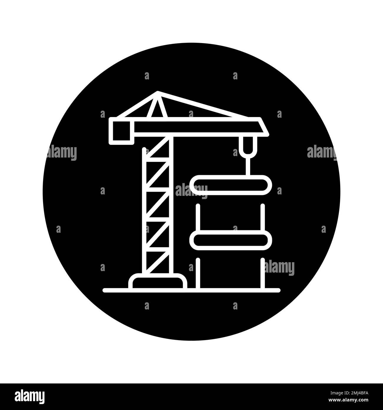 Construction crane black line icon. Pictogram for web page. Stock Vector