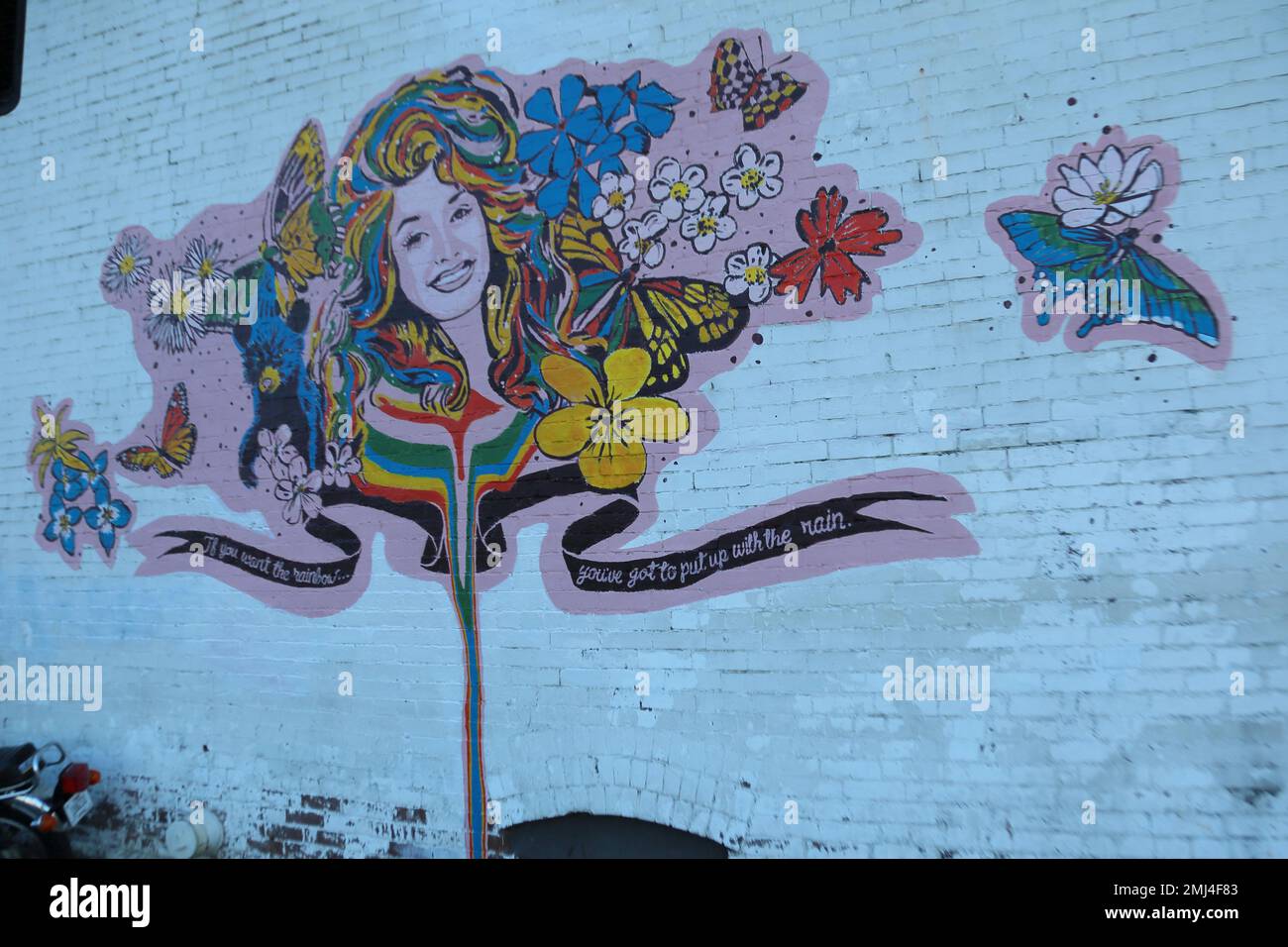 Mural on white wall in downtown Nashville Stock Photo Alamy