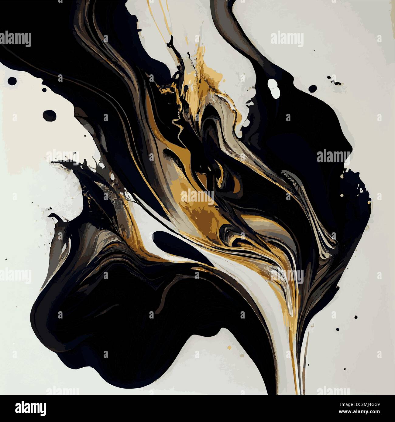 Marble texture design, colorful black gold marble surface, curved lines, bright abstract background design - Vector illustration Stock Vector