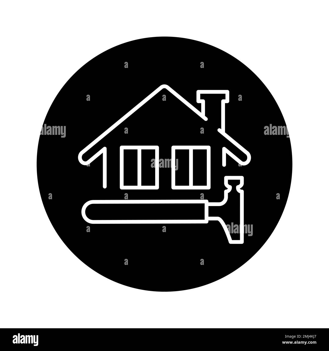 Roofing and installation of windows black line icon. Pictogram for web page. Stock Vector