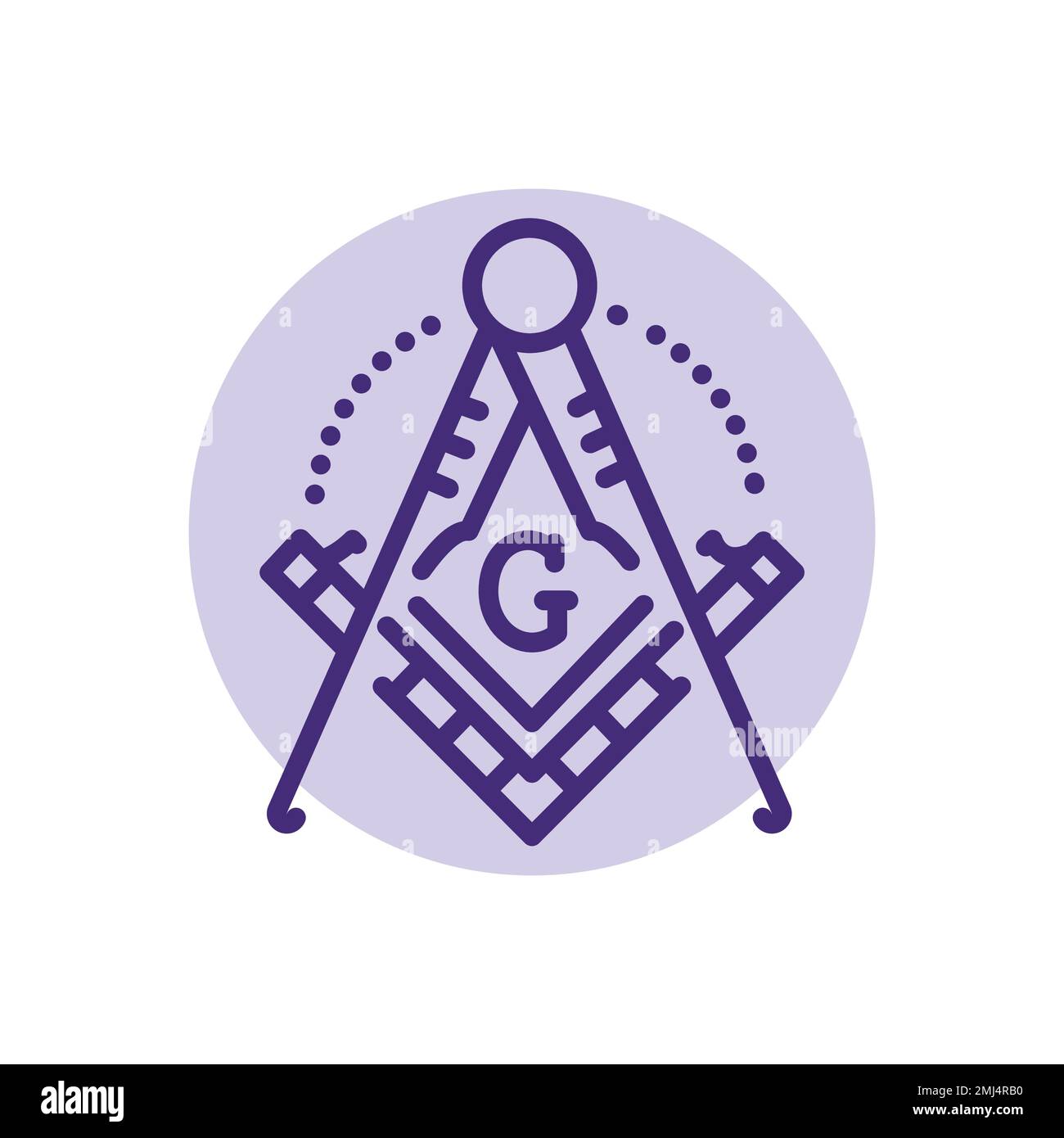 Masonic lodge symbol color line icon. Isolated vector element. Outline