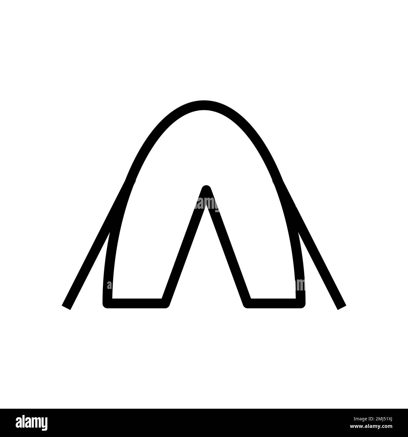 Camp tent icon line isolated on white background. Black flat thin icon ...
