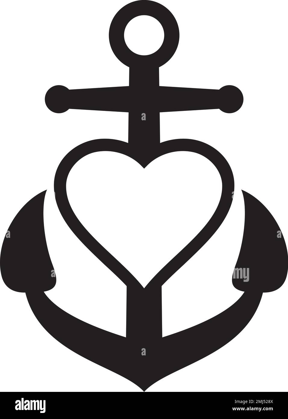 Heart and Anchor symbol. Vector Sign. Stock Vector