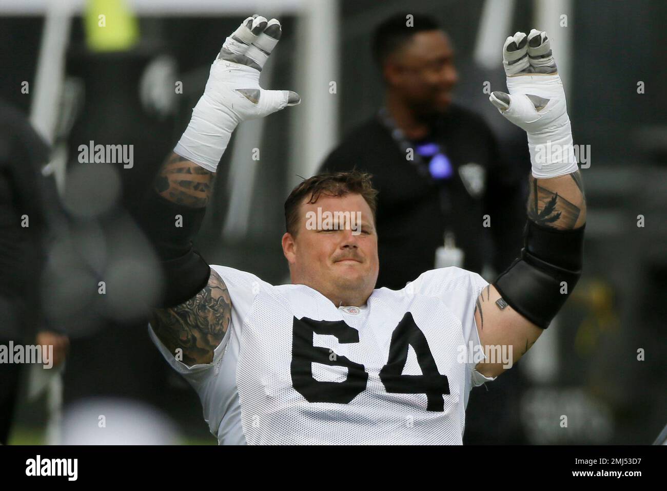 Oakland Raiders center Richie Incognito (64) during NFL football training  camp Monday, July 29, 2019, in Napa, Calif. (AP Photo/Eric Risberg Stock  Photo - Alamy