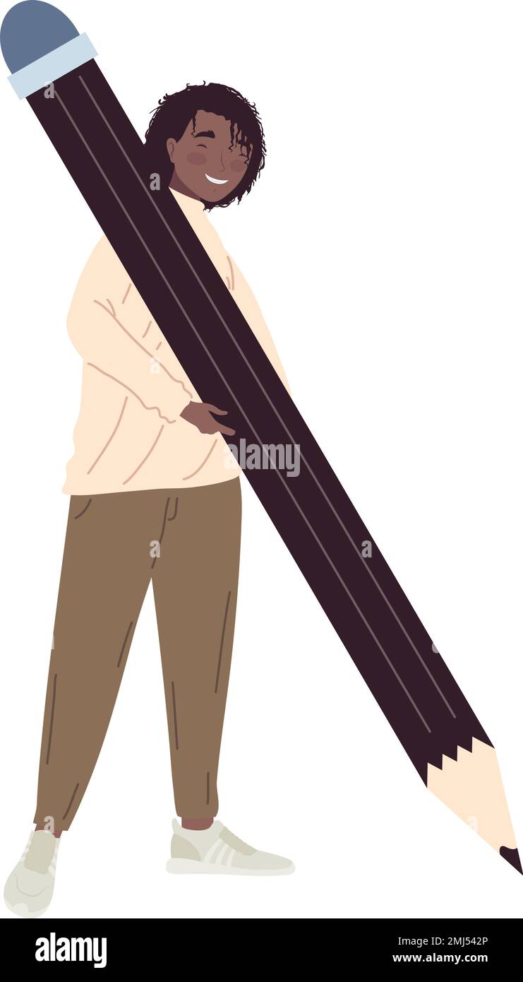 afro woman writing with pencil Stock Vector Image & Art - Alamy