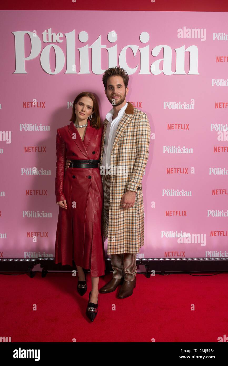 Actors from left to right, Zoey Deutch and Ben kiss as they pose for