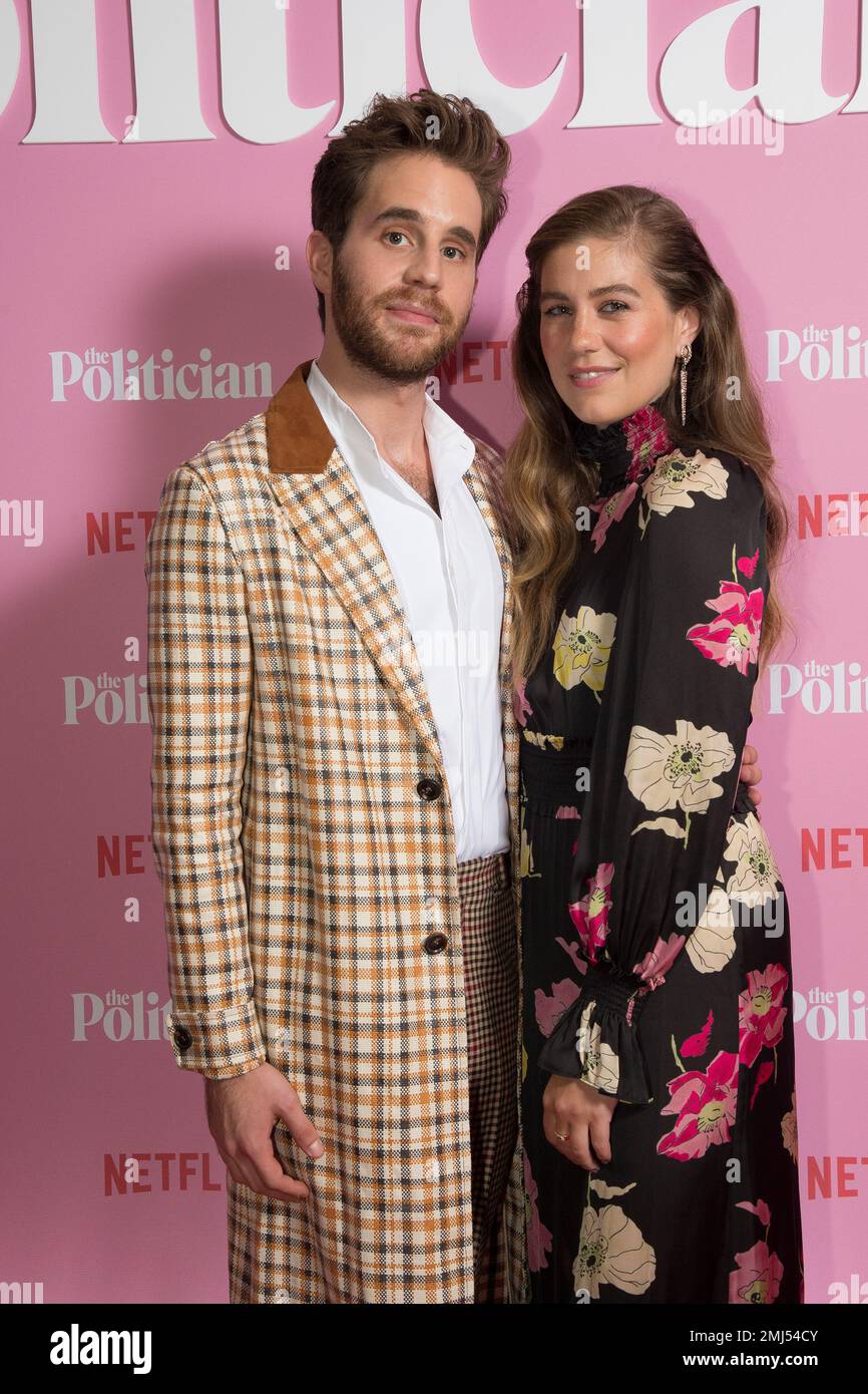 Ben Platt and Laura Dreyfuss pose for photographers upon arrival at the