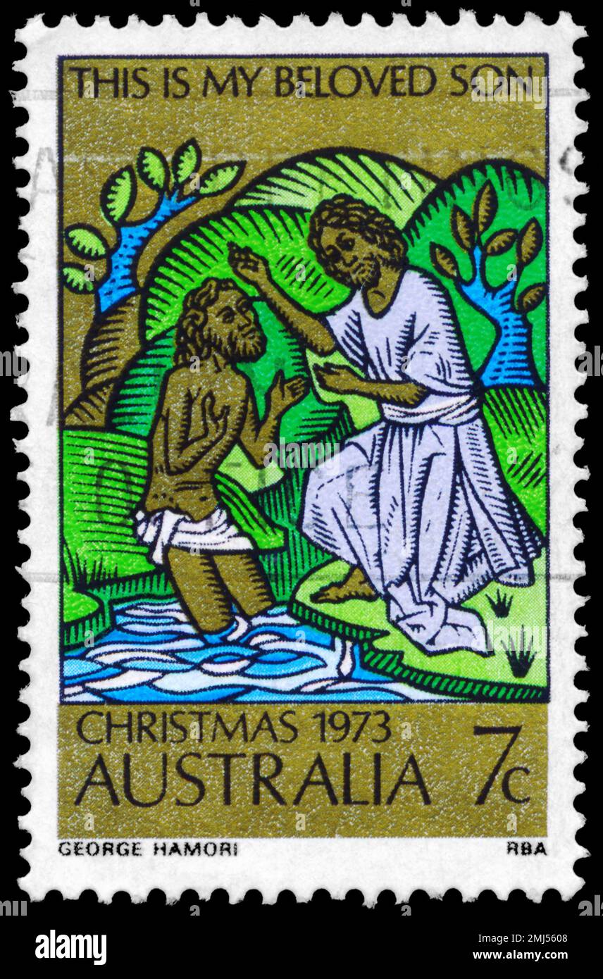 AUSTRALIA CIRCA 1973 A Stamp printed in AUSTRALIA shows the Baptism