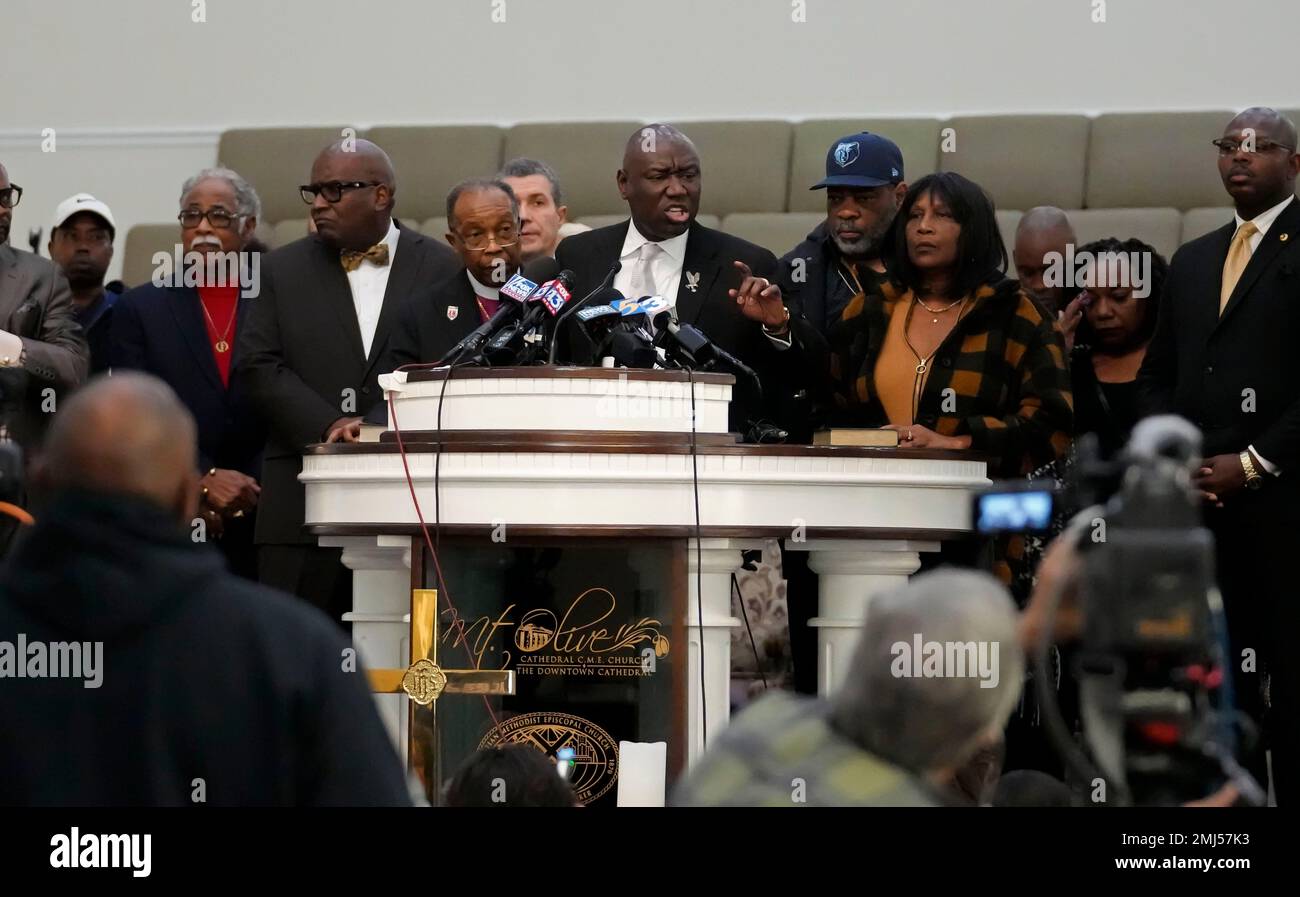 Civil rights attorney Attorney Ben Crump speaks at a news conference