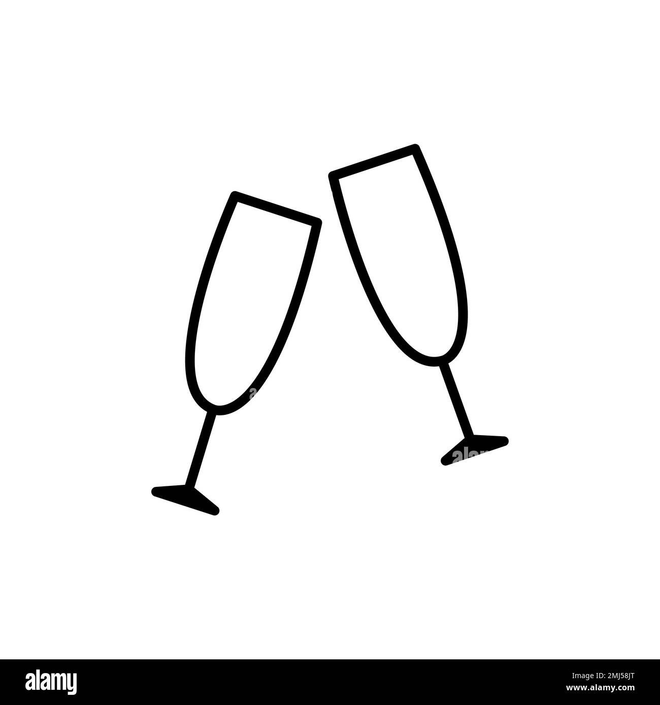 Vector illustration of champagne glasses line icon Stock Vector Image