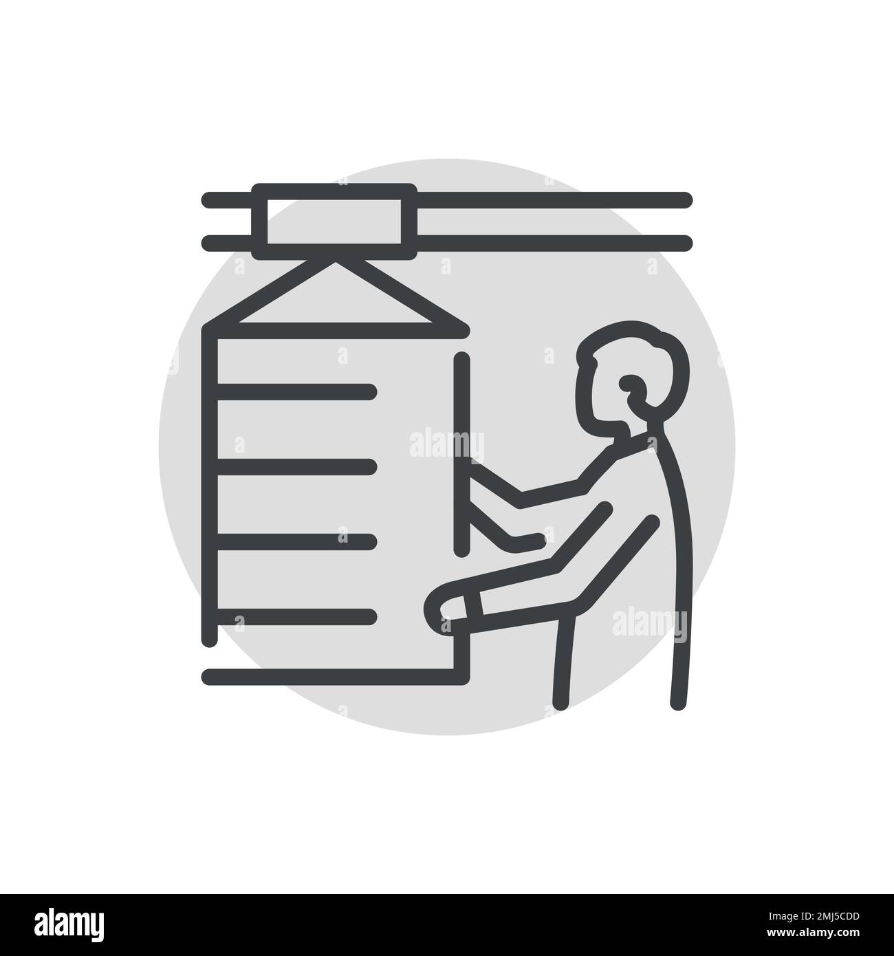Working man сolor line icon. Metal work. Pictogram for web page. Stock Vector