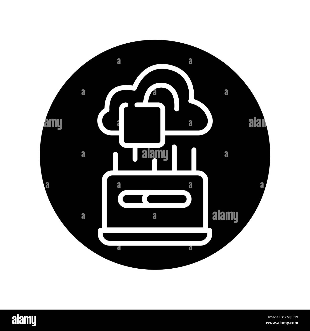 Cloud hacking olor line icon. Pictogram for web page. Stock Vector