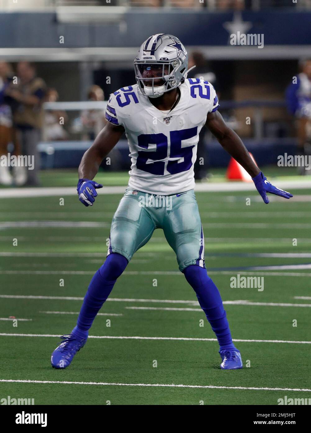 Houston, TX, USA. 7th Oct, 2018. Dallas Cowboys free safety Xavier Woods  (25) celebrates after breaking up a pass during the fourth quarter against  the Houston Texans in the NFL football game