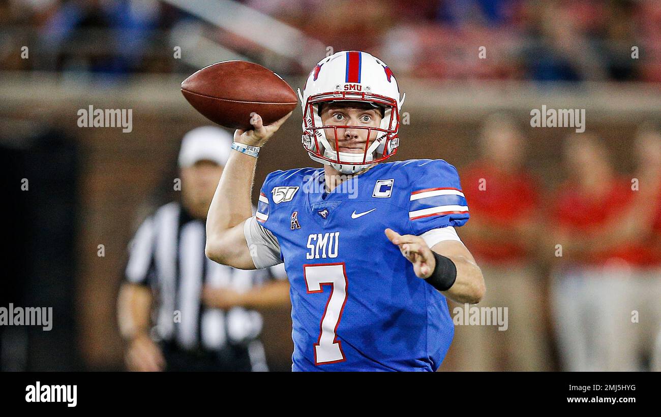 SMU quarterback Shane Buechele (7) throws during an NCAA college football  game against SMU in New Orleans, Friday, Oct. 16, 2020. (AP Photo/Matthew  Hinton Stock Photo - Alamy