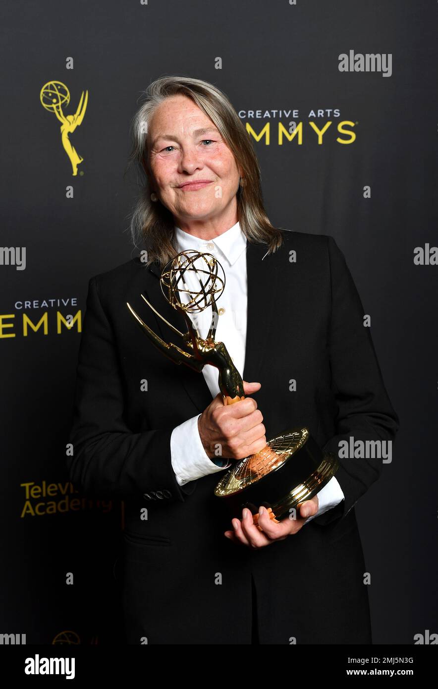 Cherry Jones poses for a portrait with the award for outstanding guest actress in a drama series