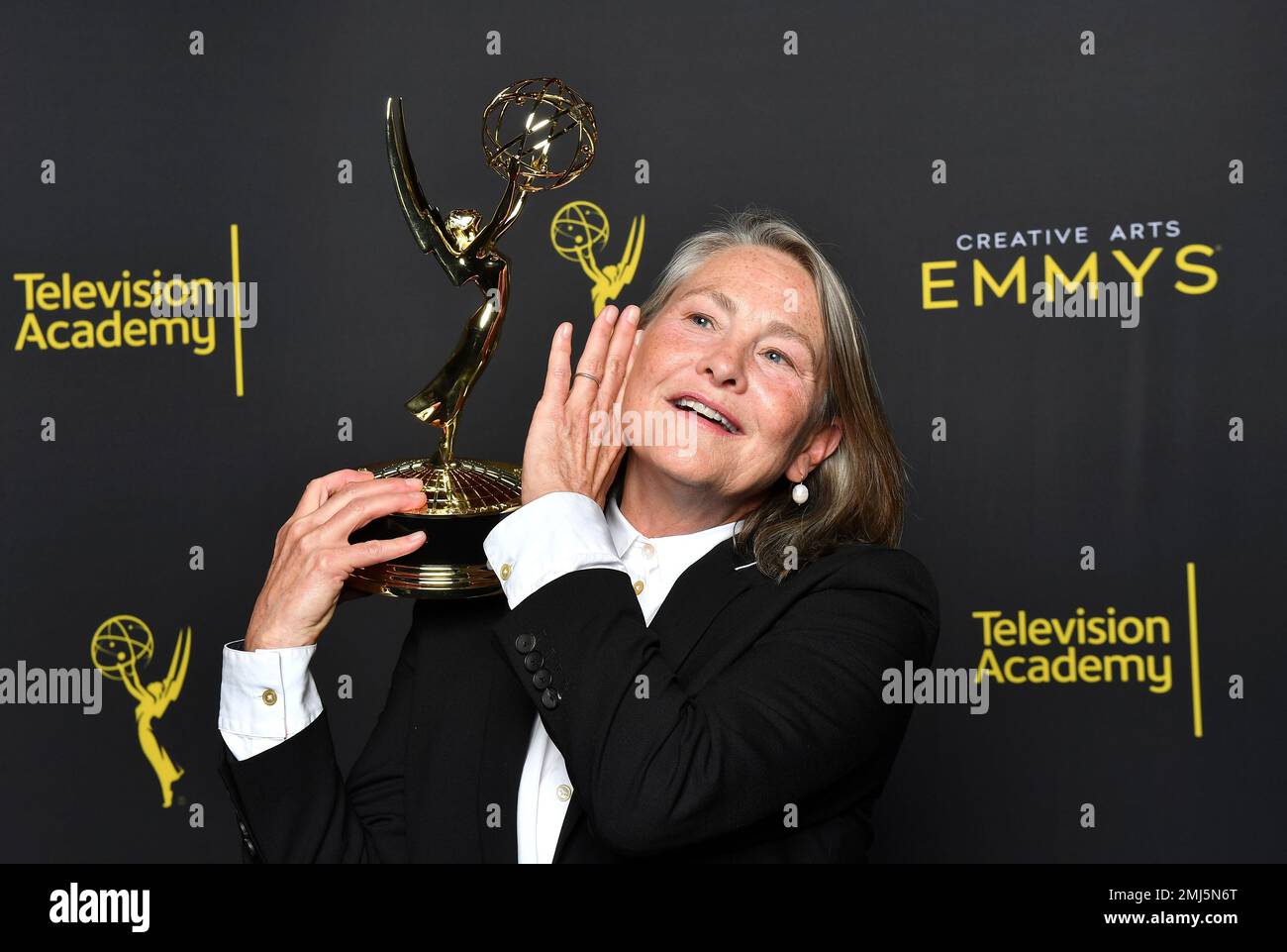 Cherry Jones poses for a portrait with the award for outstanding guest actress in a drama series