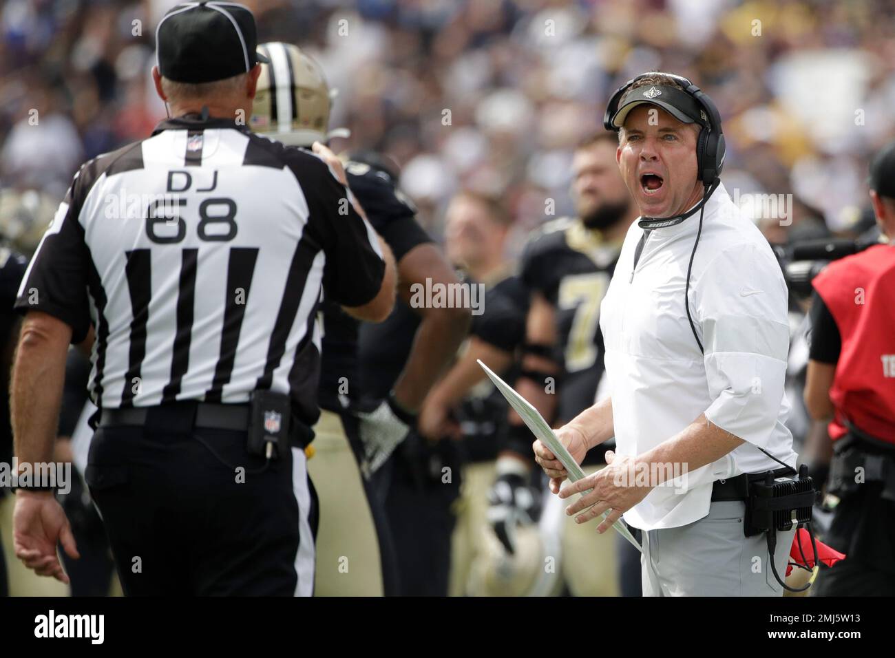 New Orleans Saints Head Coach Sean Payton Yells After A Touchdown Was ...