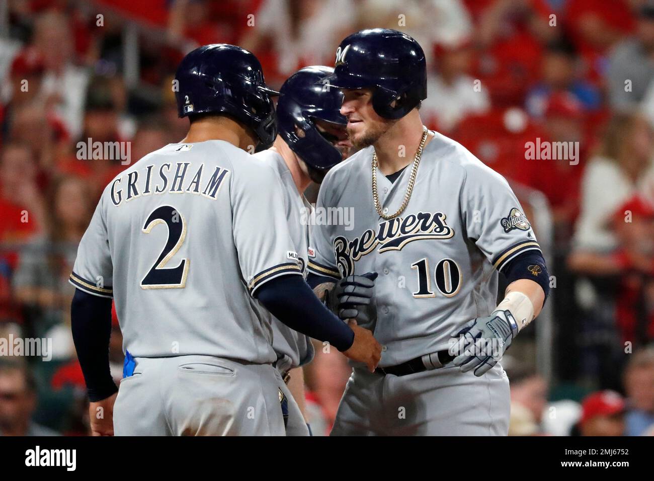 Milwaukee Brewers' Cory Spangenberg throws to first base during the first  inning of a baseball game against the Arizona Diamondbacks, Saturday, Aug.  24, 2019, in Milwaukee. (AP Photo/Aaron Gash Stock Photo - Alamy