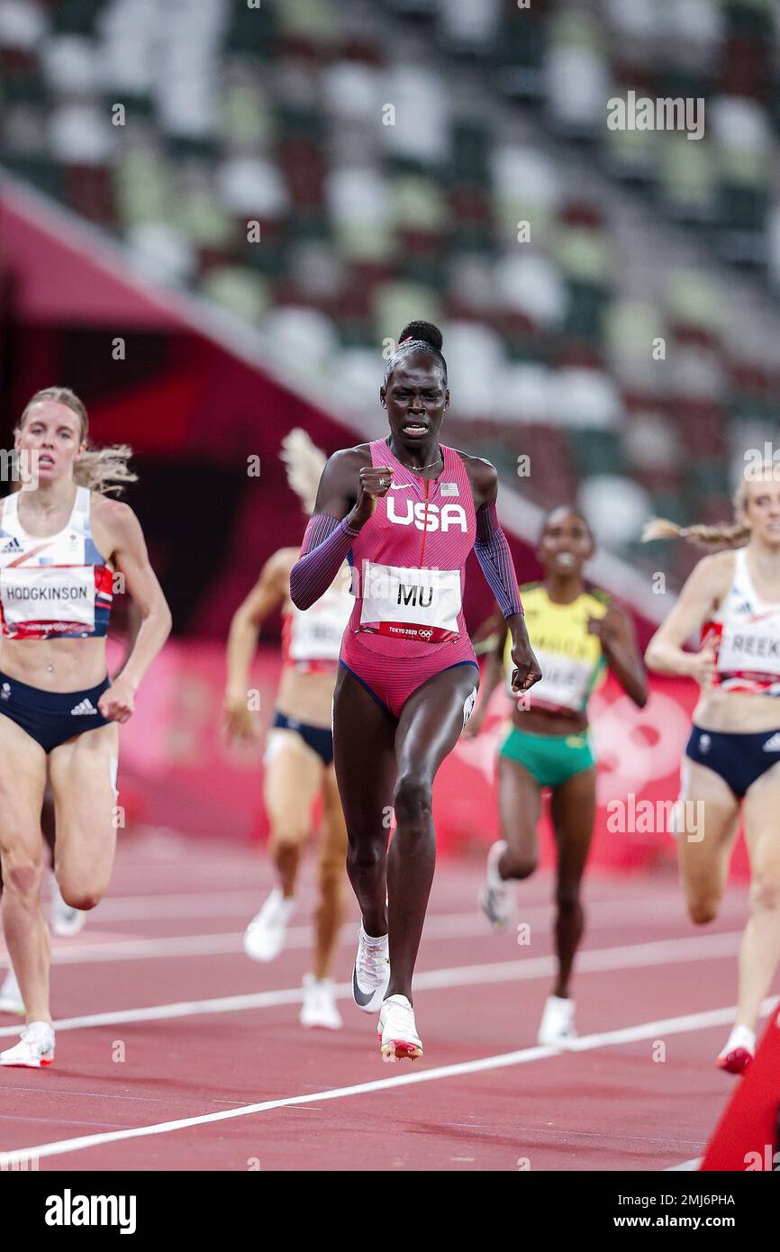 Athing Mu (USA) Olympic Champion in the Women's 800 meters at the 2020 (2021) Olympic Summer Games, Tokyo, Japan Stock Photo