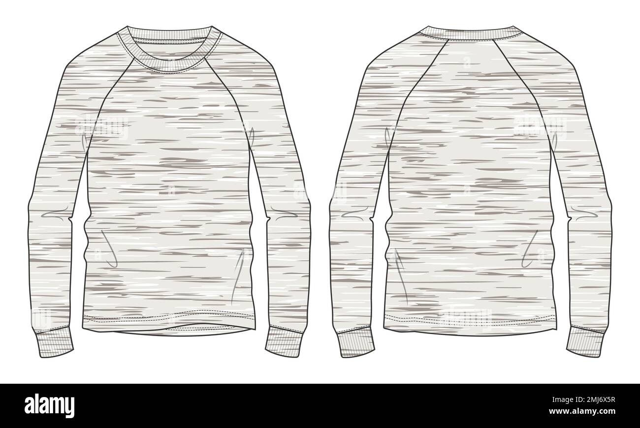 Long sleeve T shirt technical fashion flat sketch vector Illustration ...