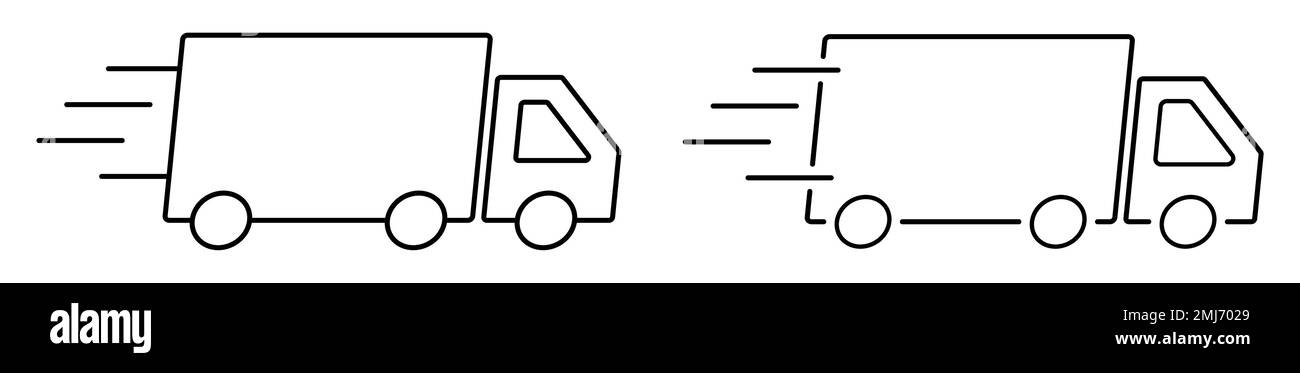 Fast Shipping Delivery Trucks In Line Style Symbol For Website Design Logo App Ui Vector Illustration Eps 2MJ