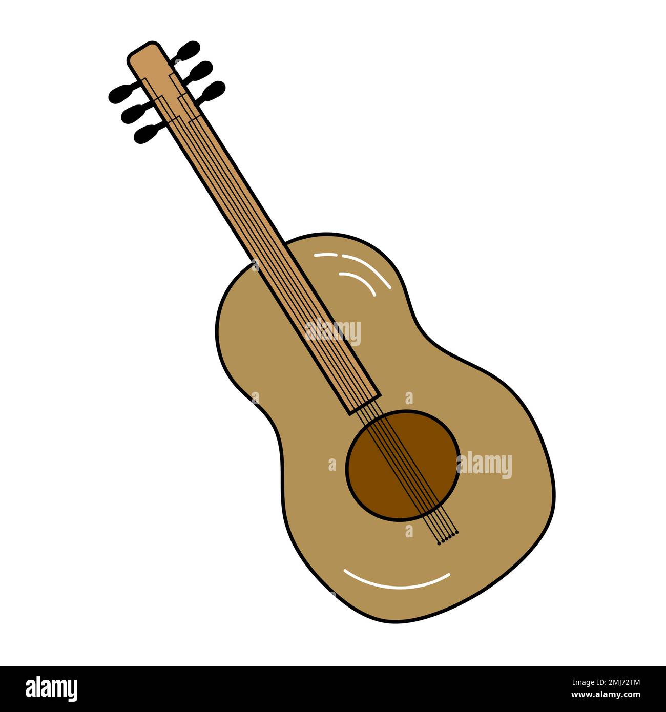 Musical instrument - Front view classic vintage acoustic guitar folk country  flower bird pickguard isolated on a black background Stock Photo - Alamy