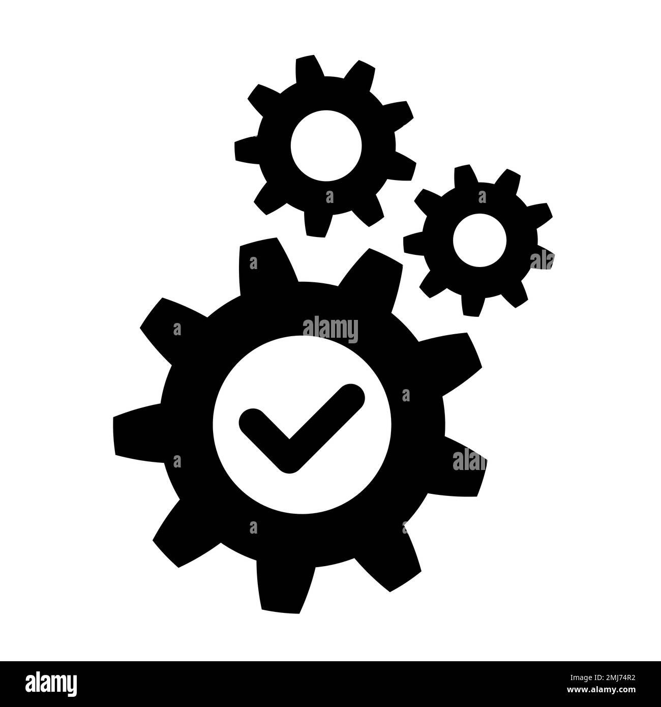 Ok operation icon in flat. Gear with check symbol Stock Vector