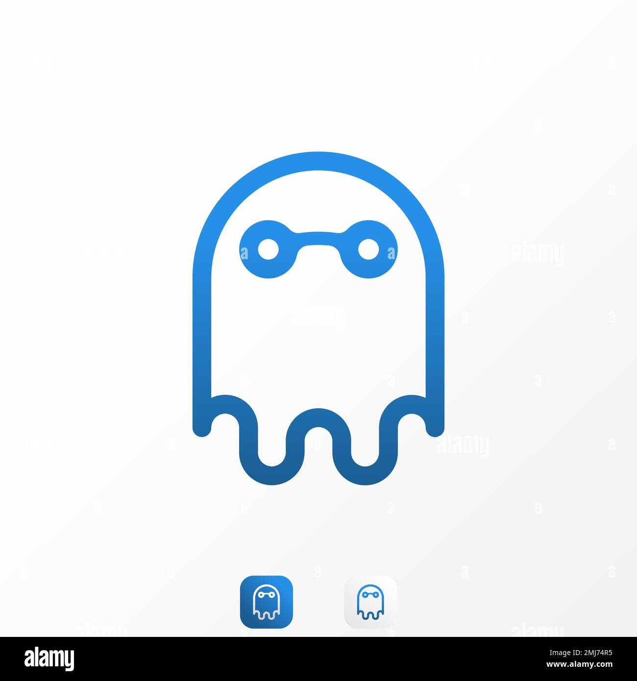 Simple but unique funny ghost in line with tech or network sign image graphic icon logo design abstract concept vector stock computer or hacker Stock Vector