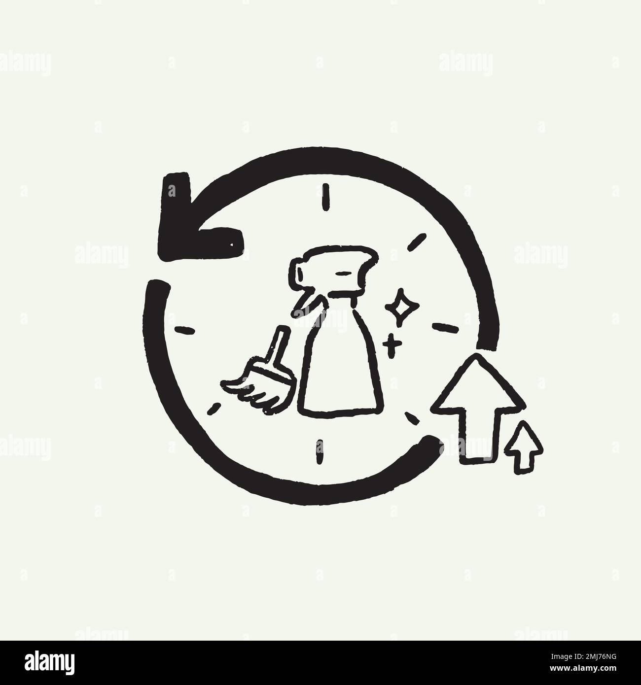 Disinfect hygiene doodle vector, cleaning cycle new normal illustration