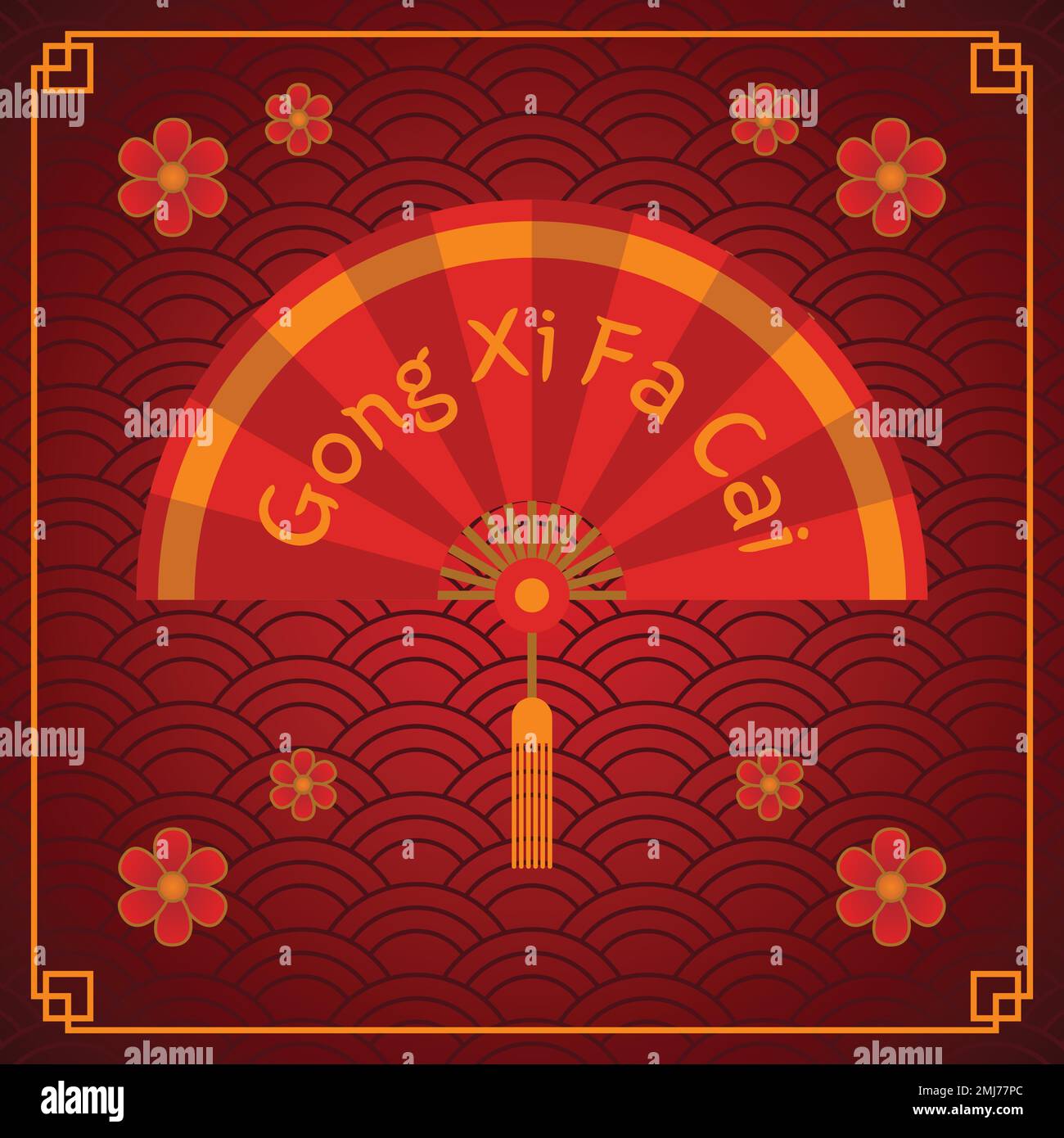 Traditional Chinese Fan with Text Gong Xi Fa Chai on it. Chinese New