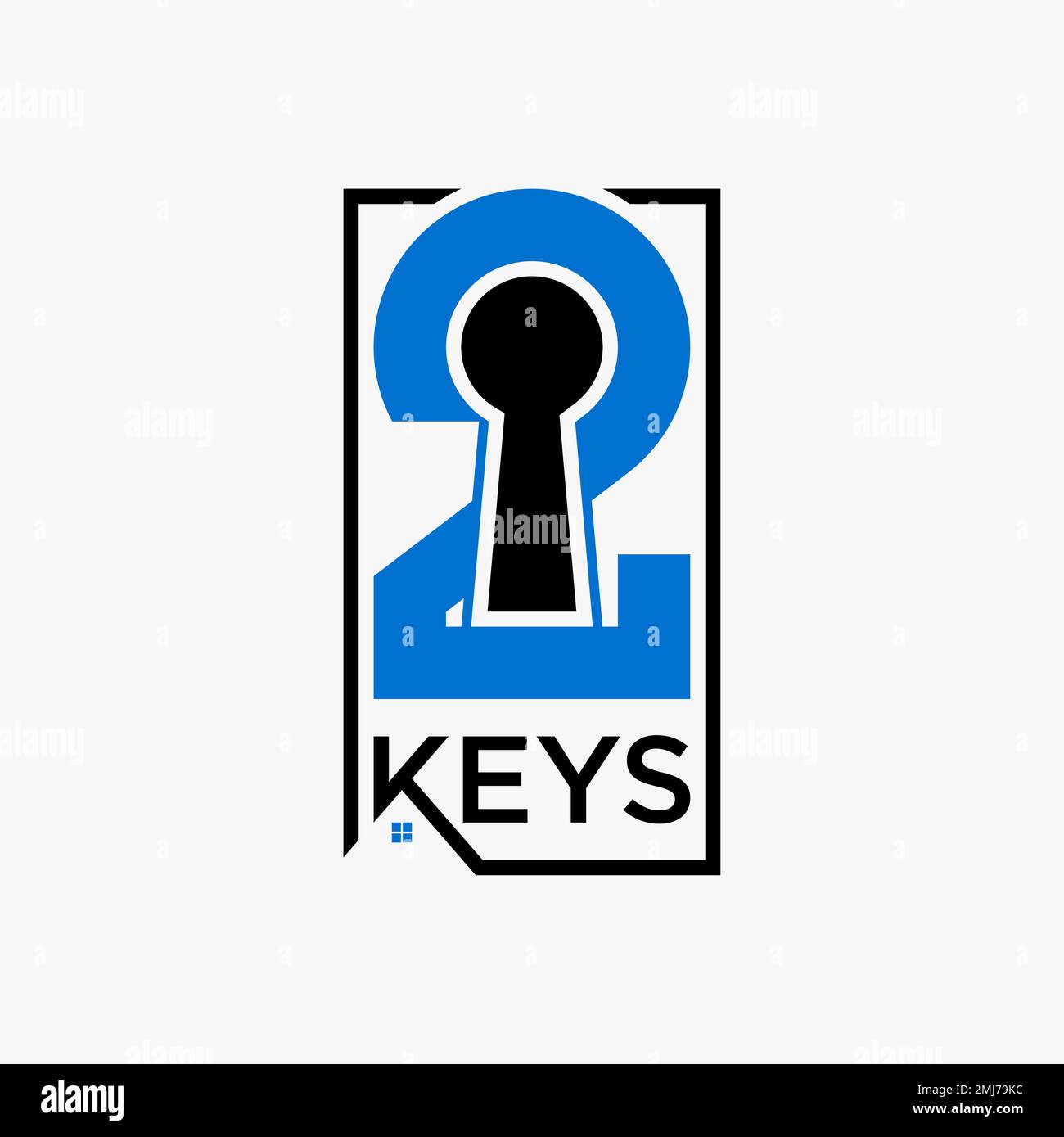 Simple and unique letter or word 2 KEYS font with roof house and key hole graphic icon logo design abstract concept vector stock typography property Stock Vector