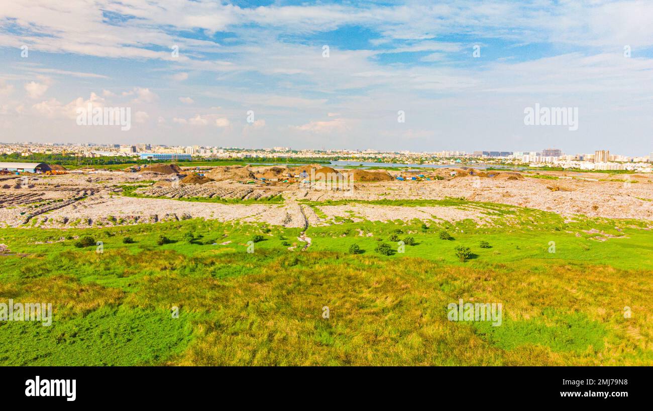 Aerial View of Pallikaranai Trash Place , Chennai , India Stock Photo