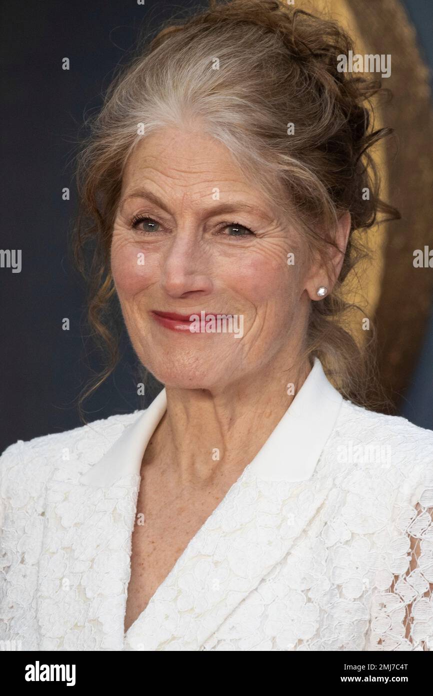 Geraldine James poses for photographers upon arrival at the world