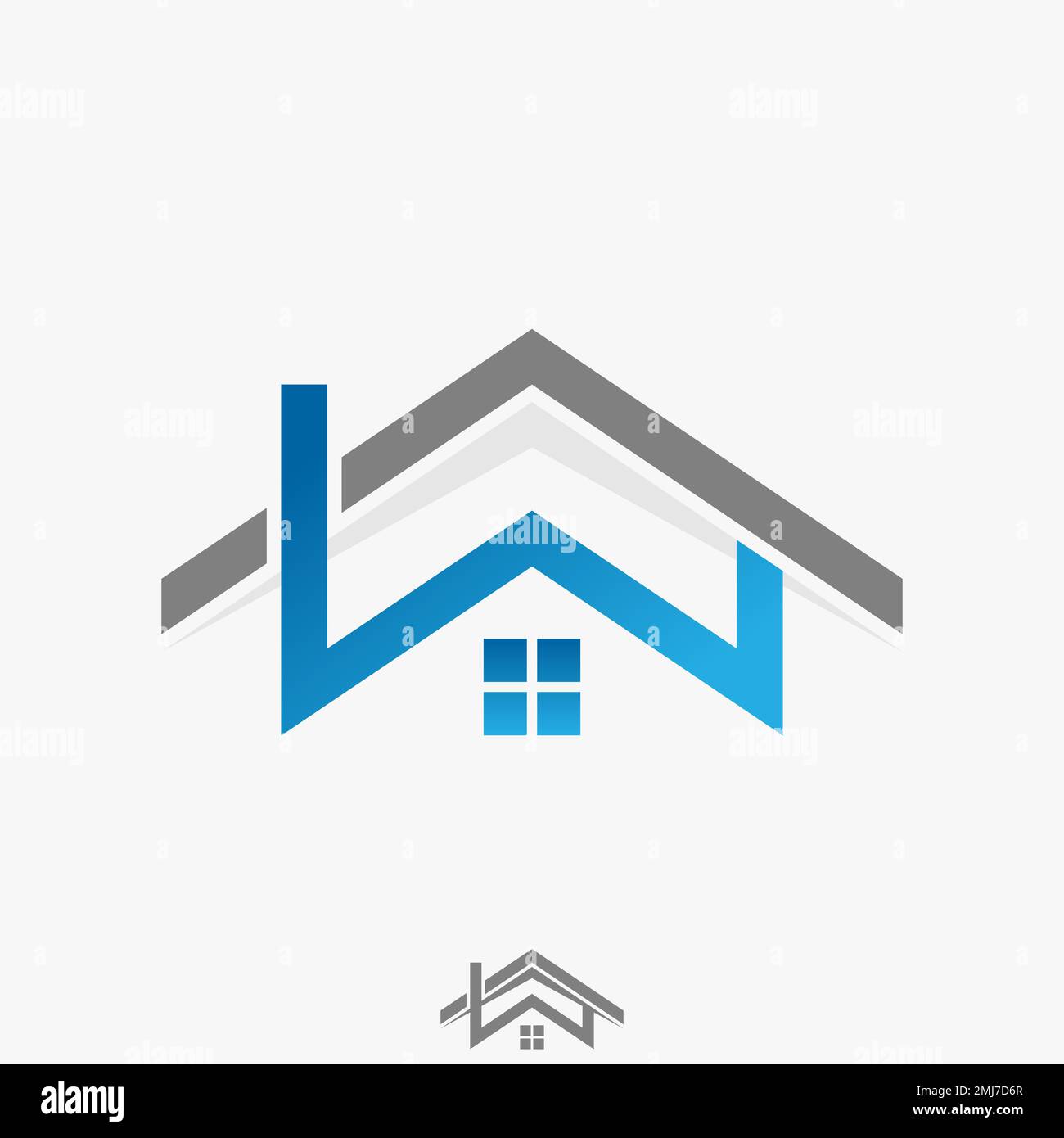 Simple and unique double roof house top down with letter or word W font
