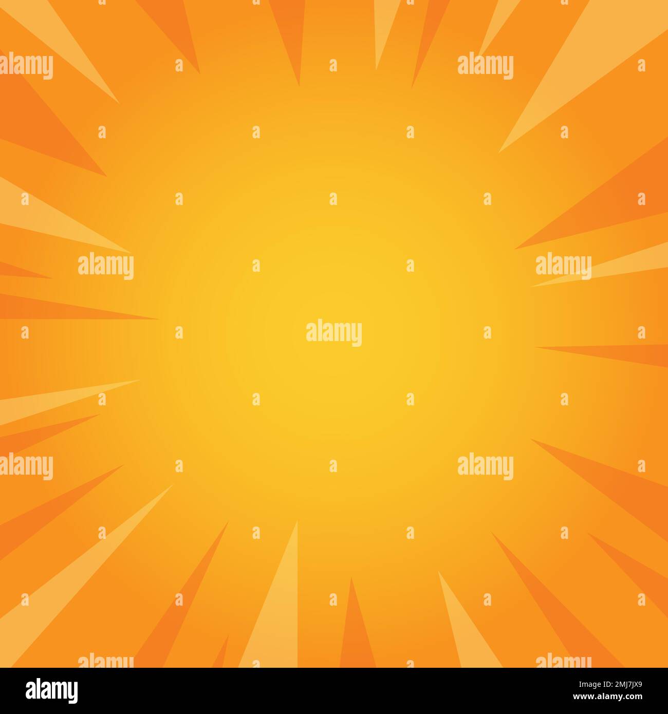 square orange and yellow starburst pop art background, vector illustration Stock Vector