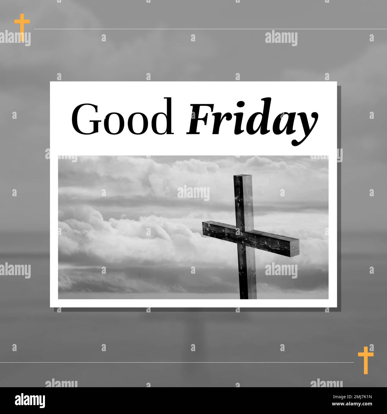 Composition of good friday text with crucifix on grey background Stock Photo Alamy