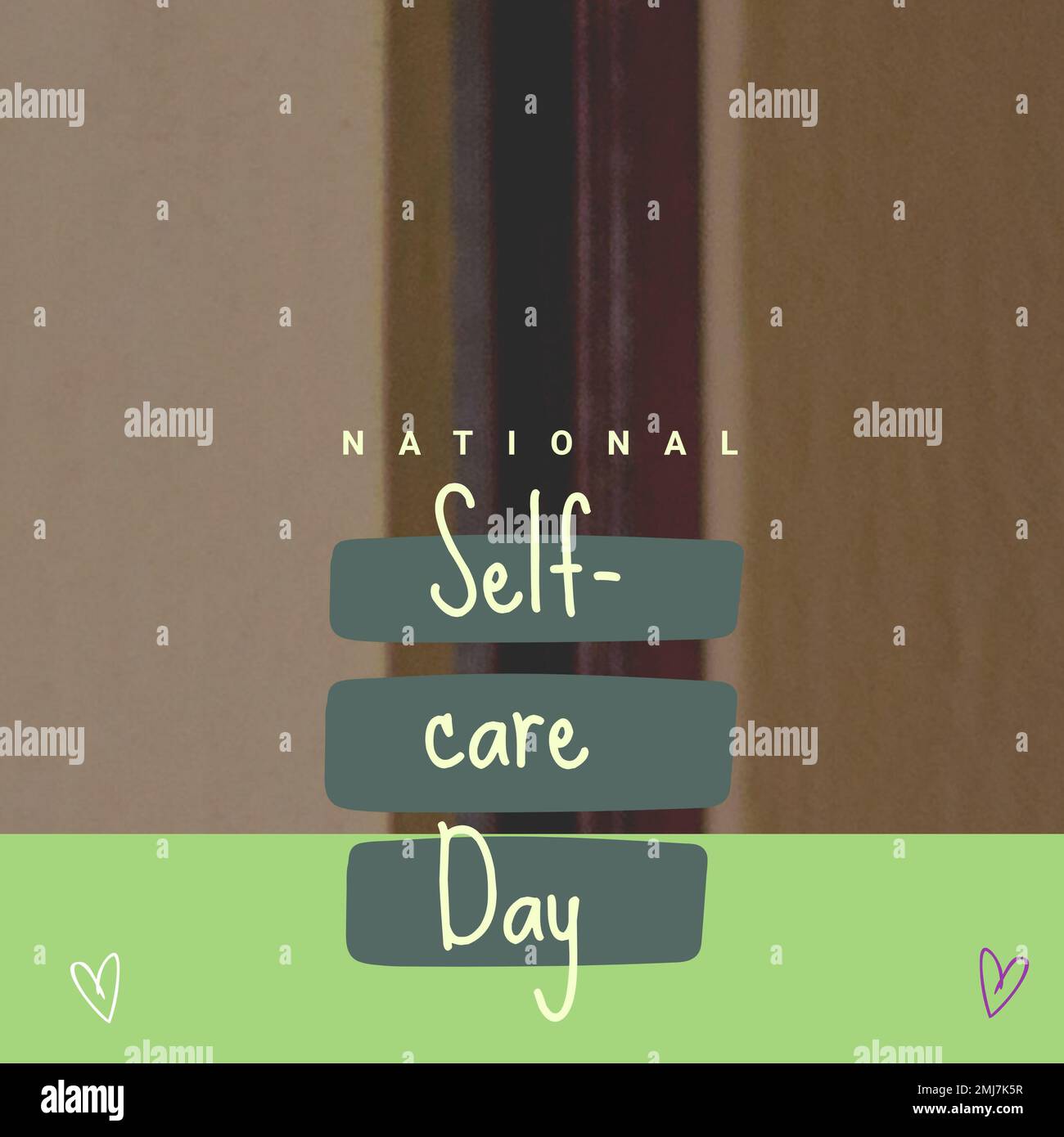 Composition of national selfcare day text and copy space over multicoloured background Stock
