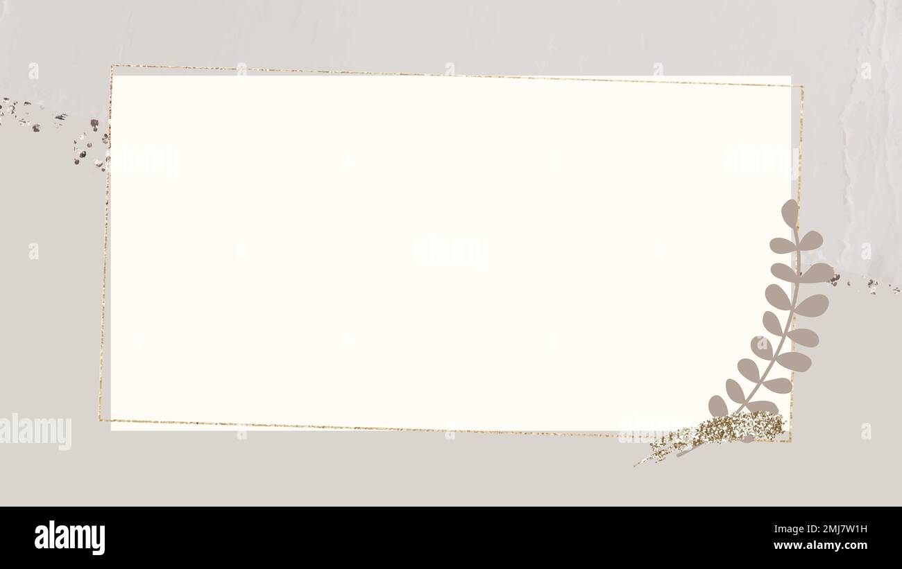 Leafy gold frame on beige background vector Stock Vector