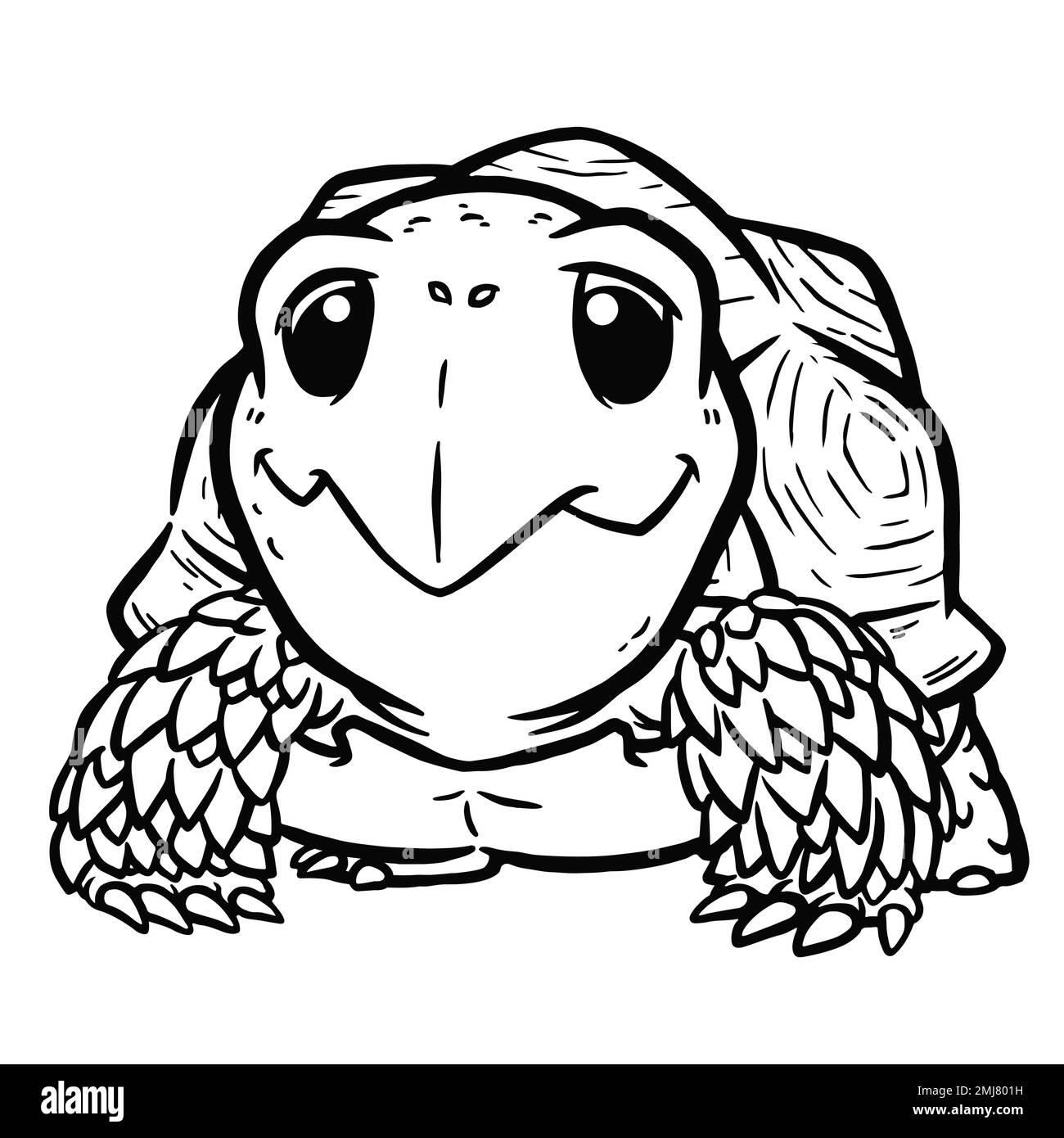 Vector illustration of Cartoon tortoise - Coloring book for kids Stock Vector