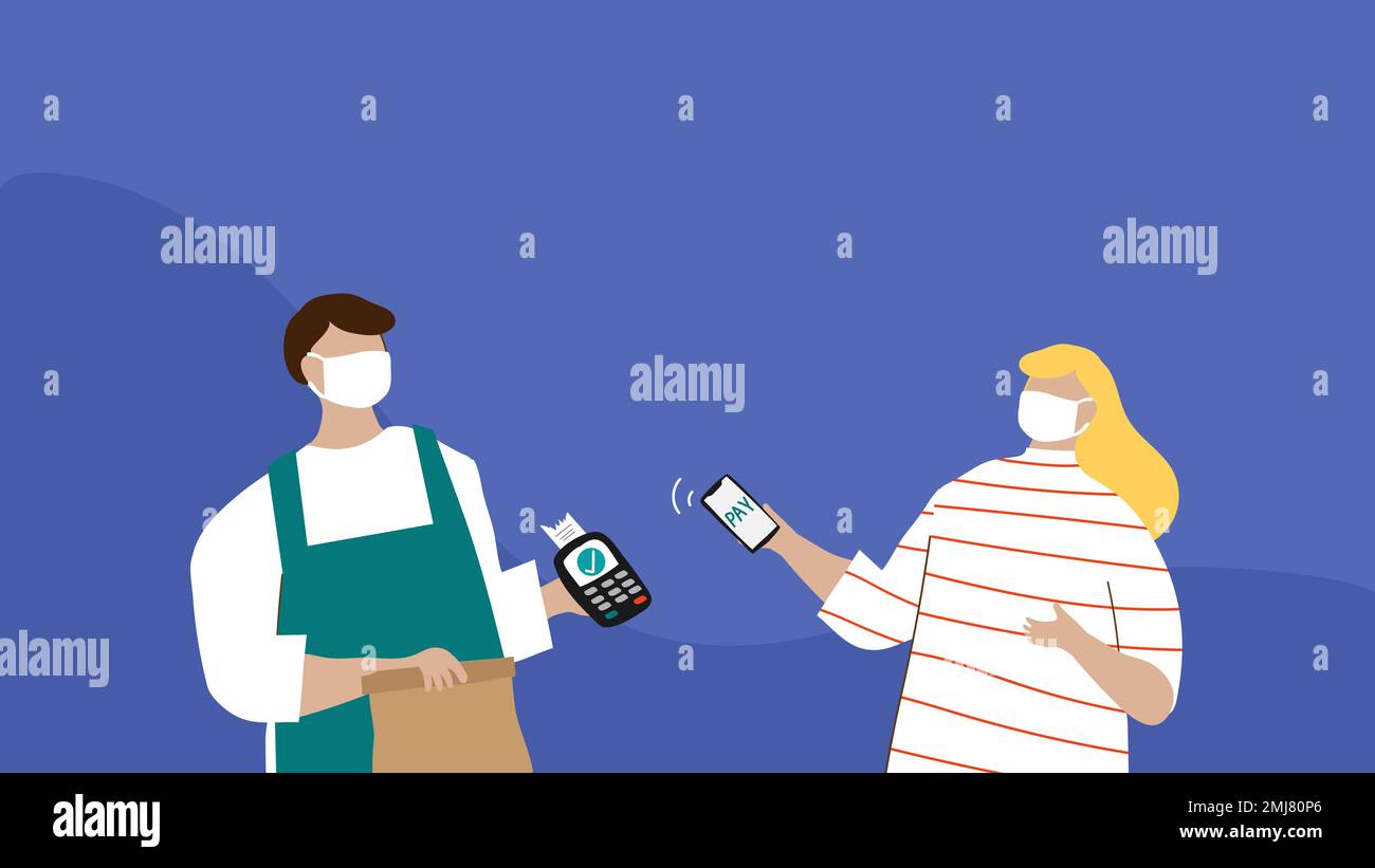 Contactless payment during covid-19 outbreak vector Stock Vector Image ...