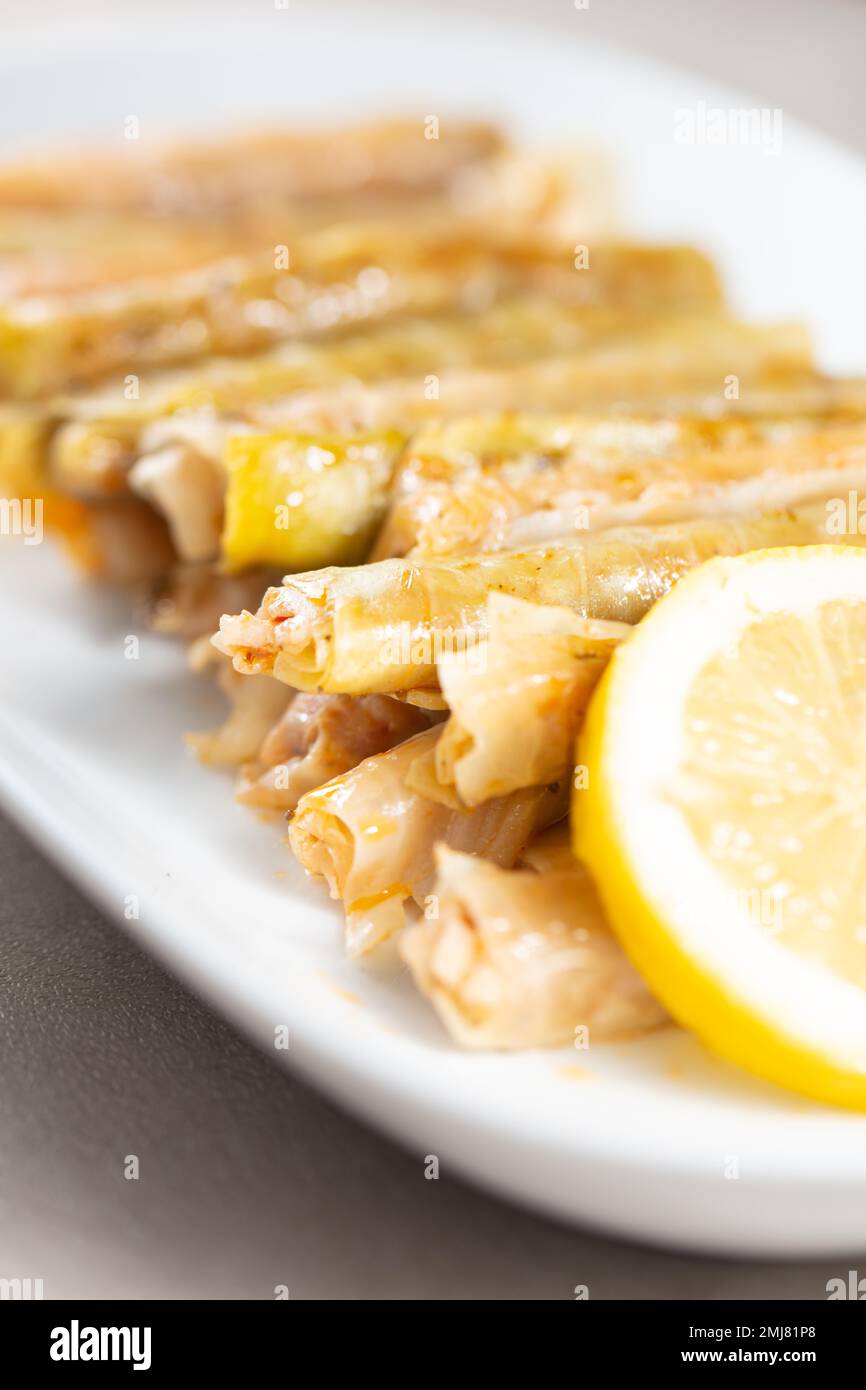 Cabbage wrap. Turkish food traditional stuffing.Cabbage leaf meat