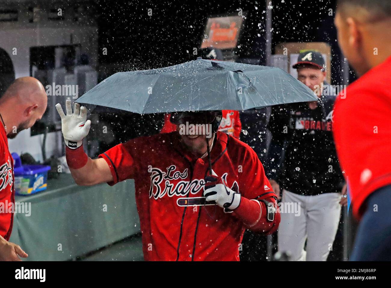 Josh Donaldson got an umbrella after a home run