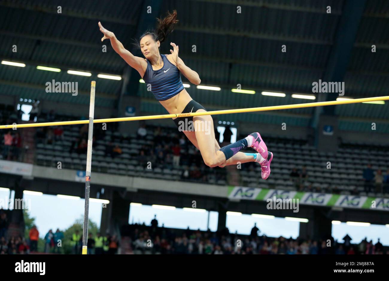 China's Ling Li competes in the women's pole vault during the Diamond ...