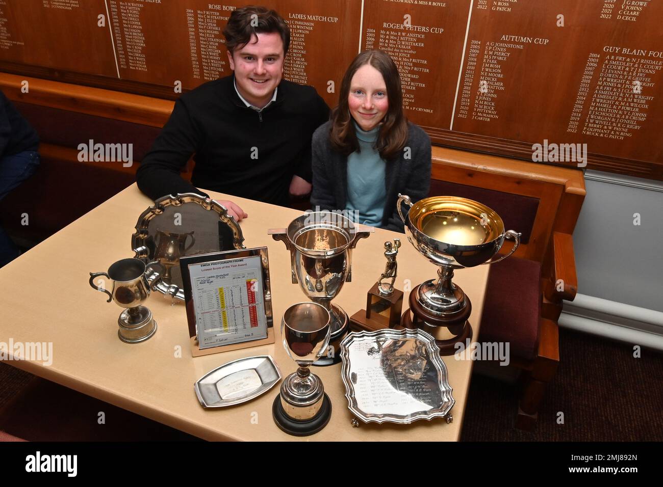 Winners trophies with coach tom maggs hi-res stock photography and ...
