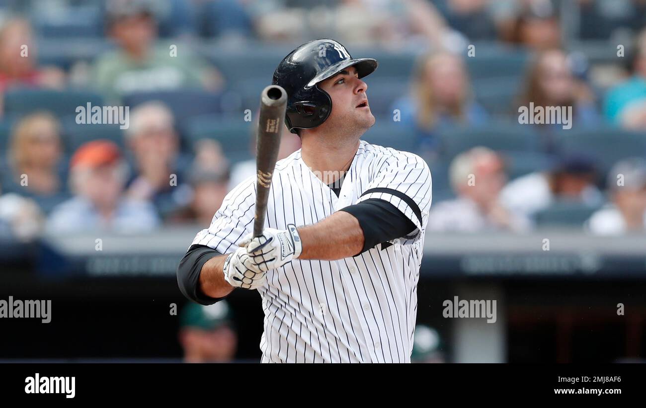 New York Yankees' Mike Ford celebrates hitting a pinch-hit, walk-off home  run after a baseball game against the Oakland Athletics, Sunday, Sept. 1,  2019, in New York. (AP Photo/Kathy Willens Stock Photo 