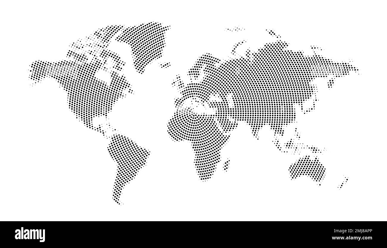 Us europe map Black and White Stock - Abstract World Map In Dotted Pattern Vector Design 2MJ8APP
