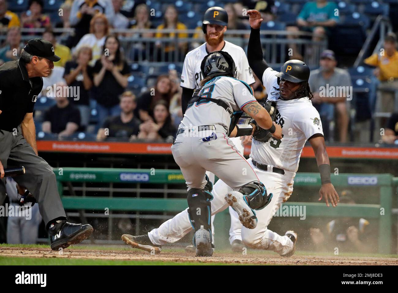 Cleveland Guardians' Josh Naylor looks on during the second inning of a  baseball game against the Miami Marlins, Sunday, April 23, 2023, in  Cleveland. (AP Photo/Nick Cammett Stock Photo - Alamy