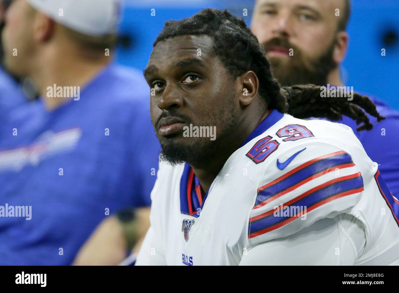 Buffalo Bills offensive lineman Demetrius Bell (#77) during a