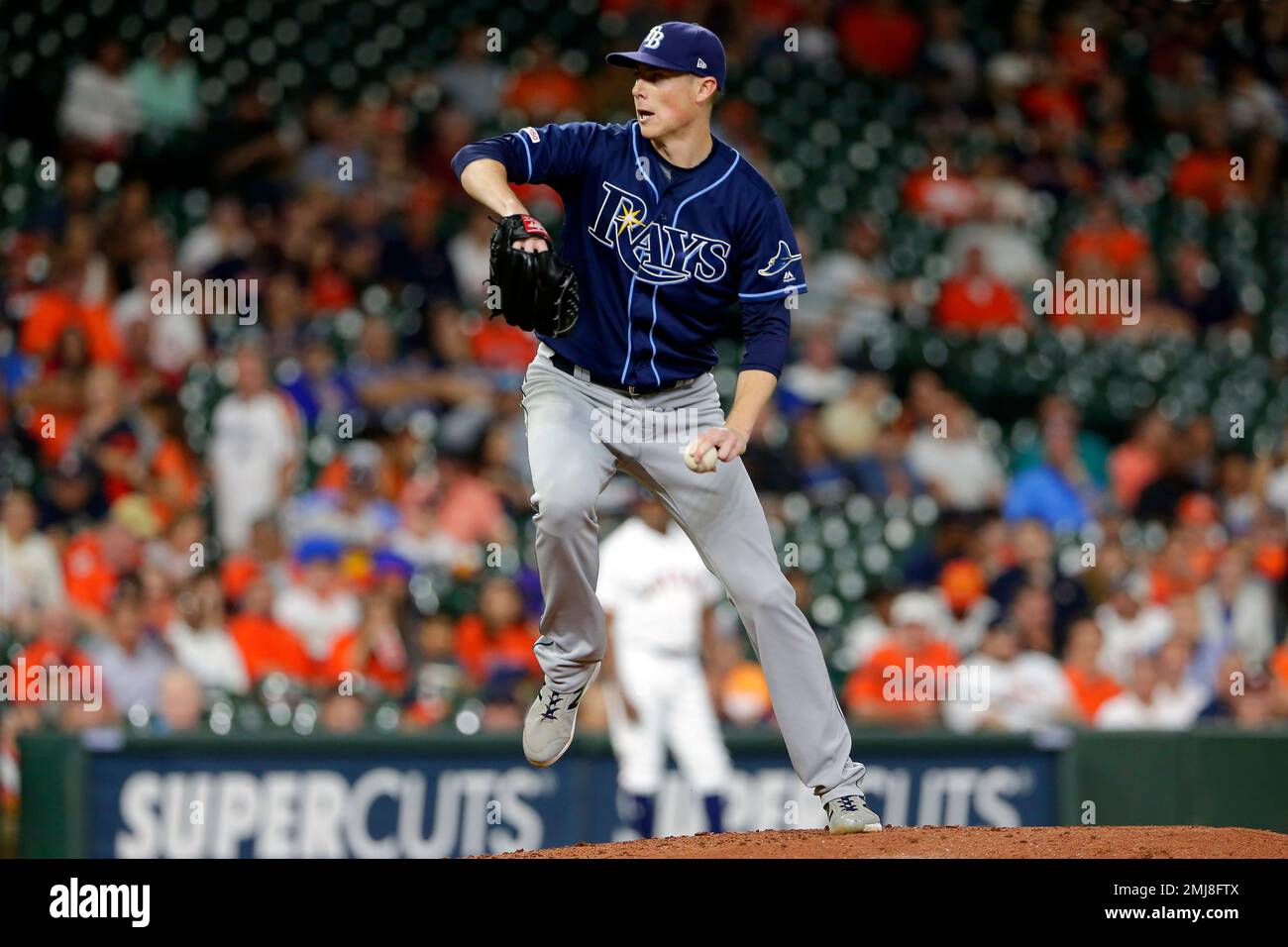 Tampa Bay Rays starting pitcher Ryan Yarbrough throws against the Houston Astros during a