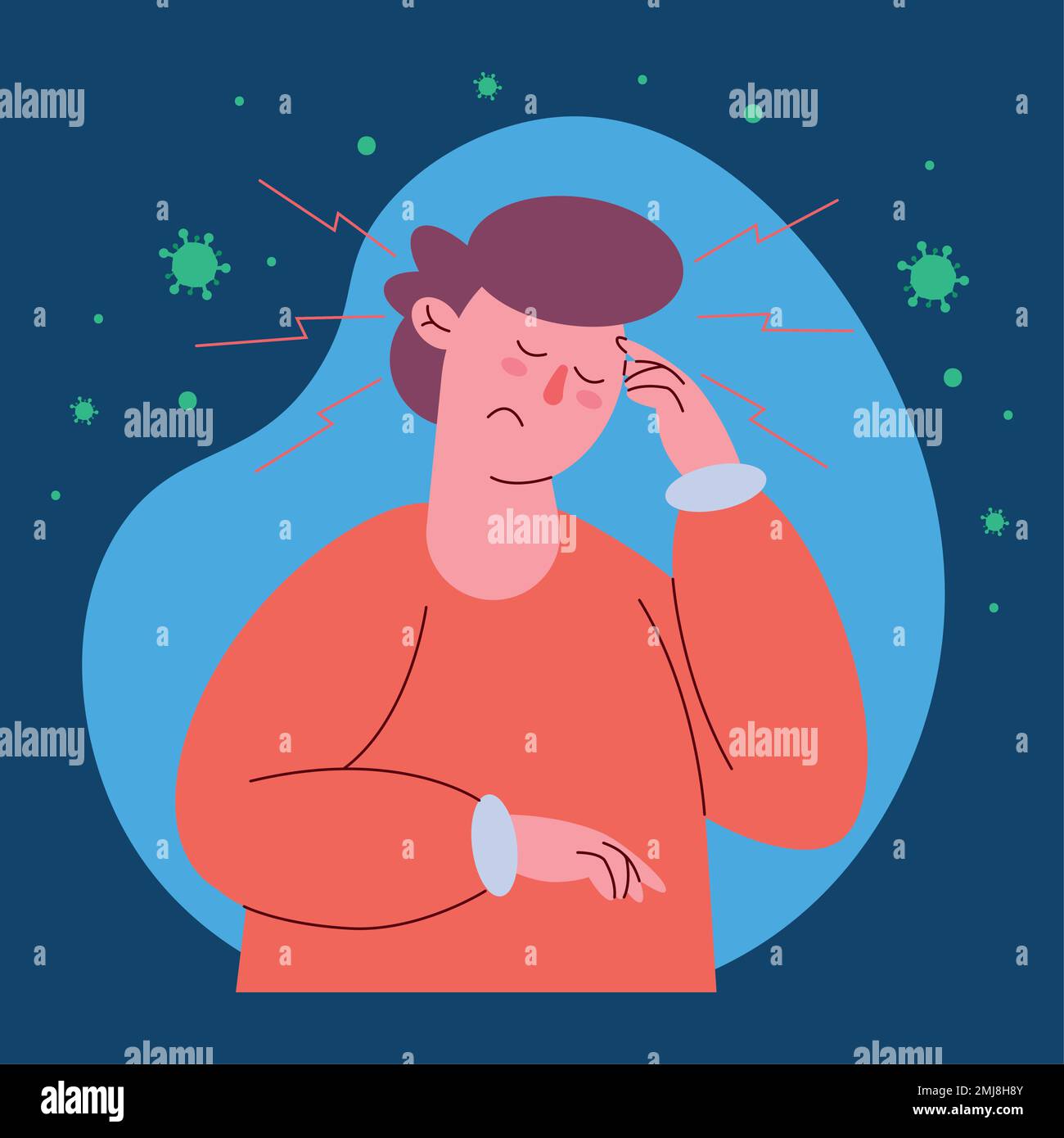 man sick with headache character Stock Vector Image & Art - Alamy